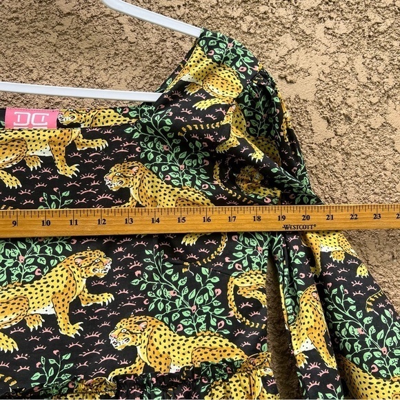 Just‎ Darviny Jungle Safari Tiger Animal Print Mini Dress Floral Tiered Medium - Picture 11 of 14